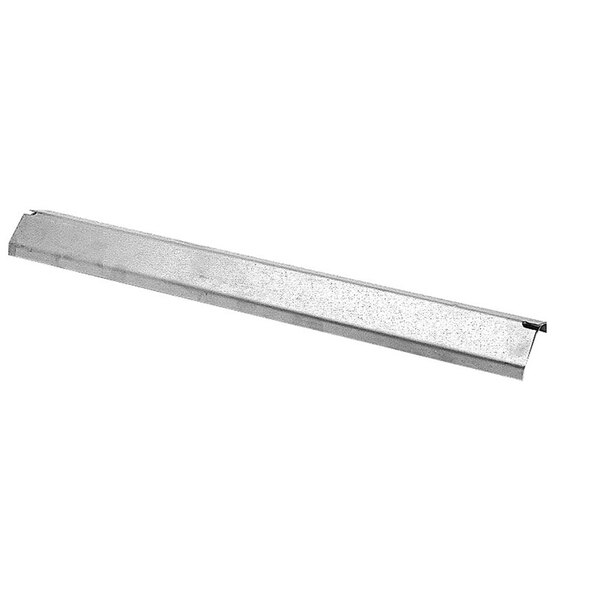 A stainless steel metal bar with holes in it.