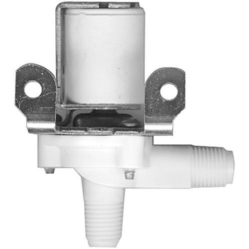 A white plastic All Points water inlet solenoid valve with metal bracket.
