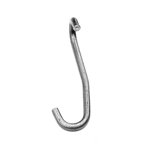A close-up of the right side bell crank hook with a curved metal handle and a small hook.