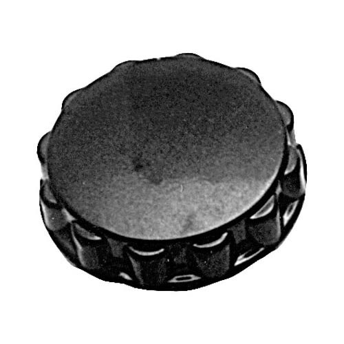 A black round knob with a fluted circular shape.
