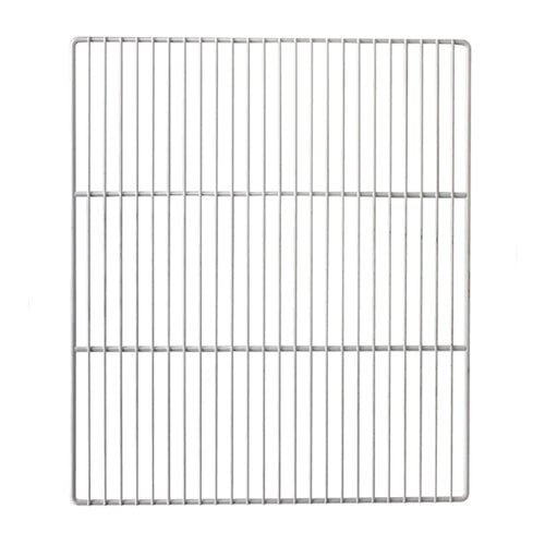 An epoxy coated white metal grid shelf.