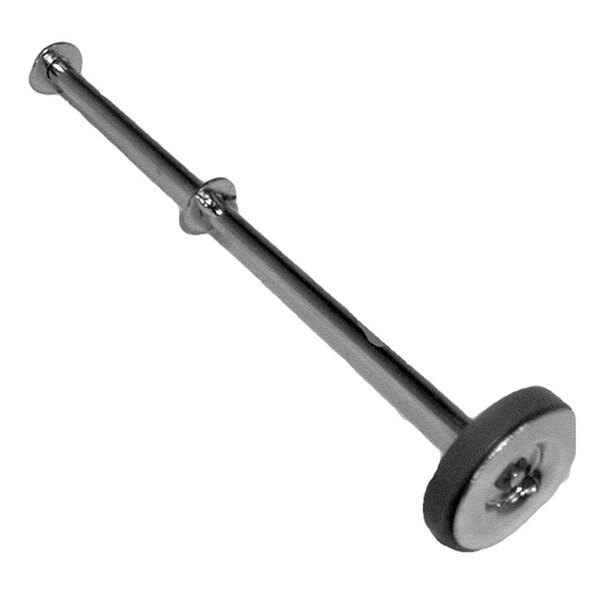 A stainless steel piston assembly with a black handle.
