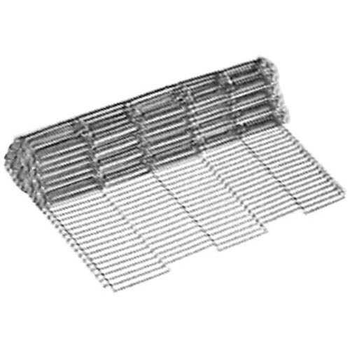 A metal wire conveyor belt grid.