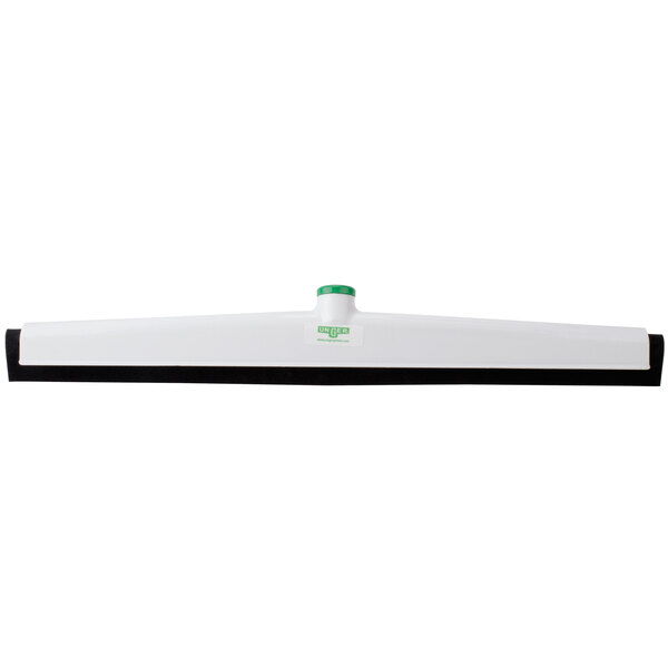 A white and black Unger floor squeegee with a black handle.