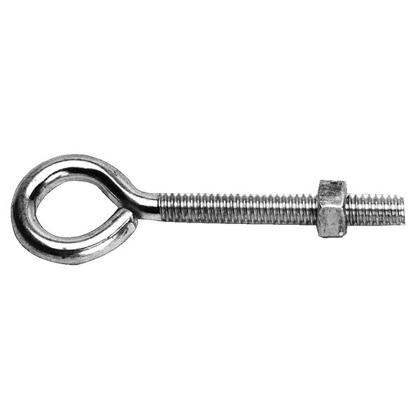 A stainless steel All Points eye bolt with a nut on it.