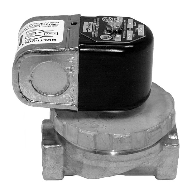 A black water solenoid valve with a metal cover.
