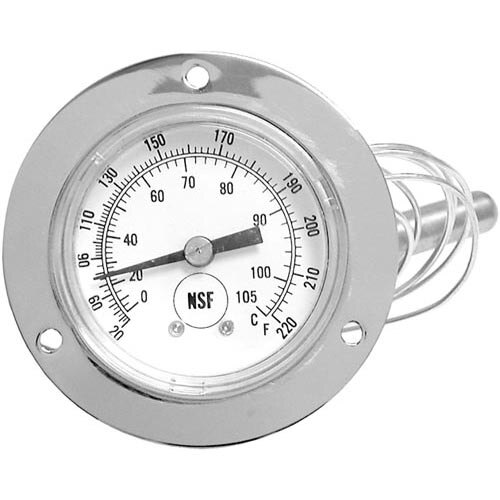 A close-up of an All Points temperature gauge with a white background.