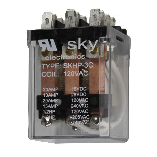 A clear plastic box containing an All Points motor relay with wires.