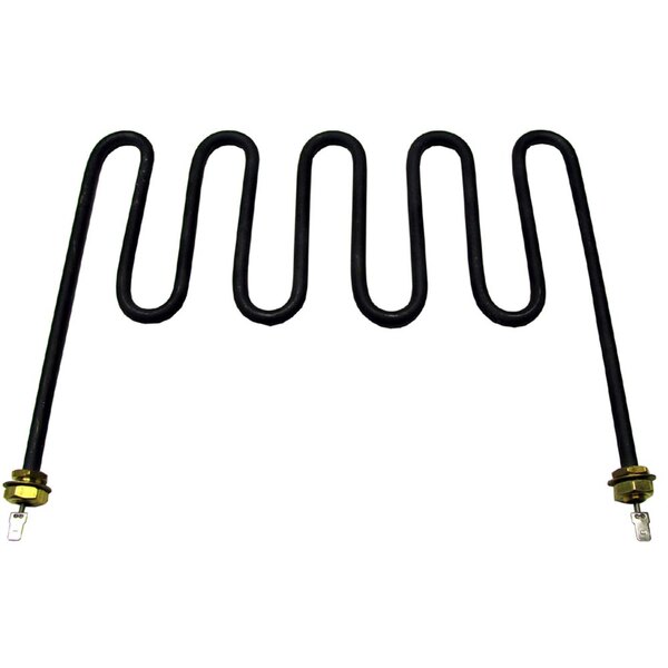 A black heating element with two black coils.