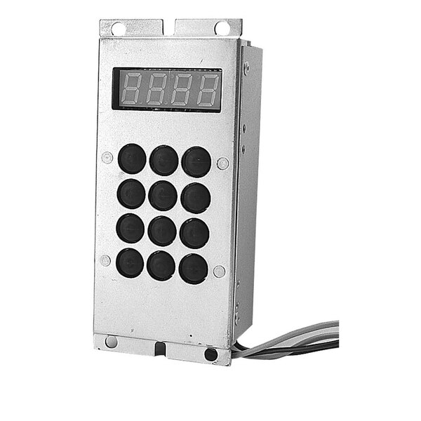 A close-up of a All Points Solid State Timer with a black face and white buttons.