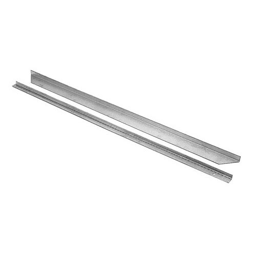 A pair of stainless steel metal strips.