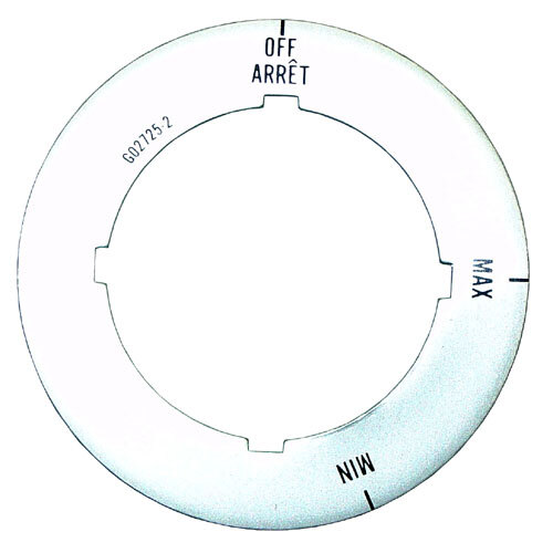 A white circular All Points knob insert with black text reading "Off" and "Max" over a circular object with a hole in the middle.
