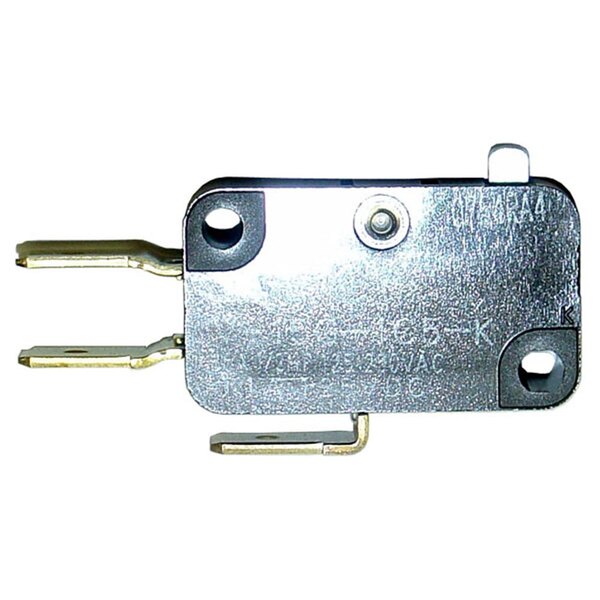 A close-up of an All Points On/Off Mini Micro Pin Switch, a small metal device with two screws.