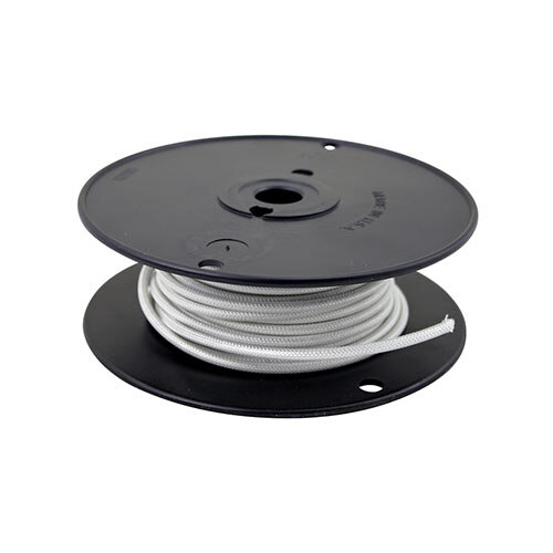 A spool of white All Points high temperature wire on a black surface.