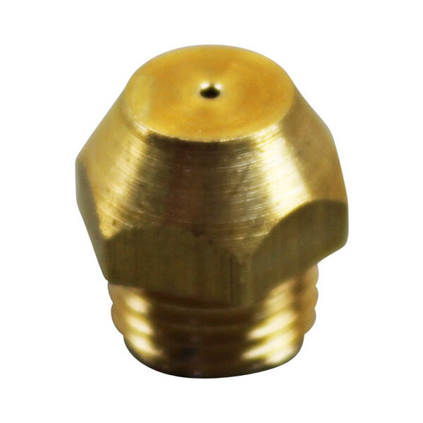 A gold metal All Points 26-1666 threaded orifice with a hole in it.