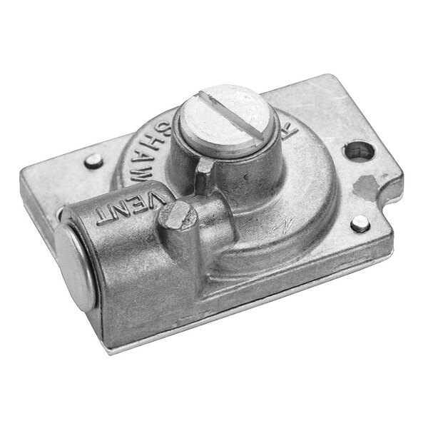 A metal All Points natural gas conversion kit latch with a knob on top.