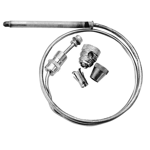 A stainless steel All Points coaxial thermocouple with a metal cable.
