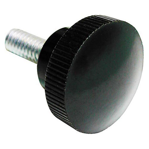 A black plastic knob with a bolt.