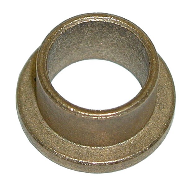 A bronze shoulder bushing with a white circle on a grey surface.