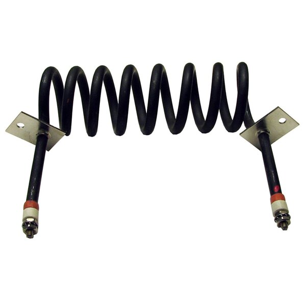 A black coil with metal screws on each end.