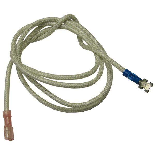 A white sensor wire with 1/4" female push-ons on blue and red connectors.