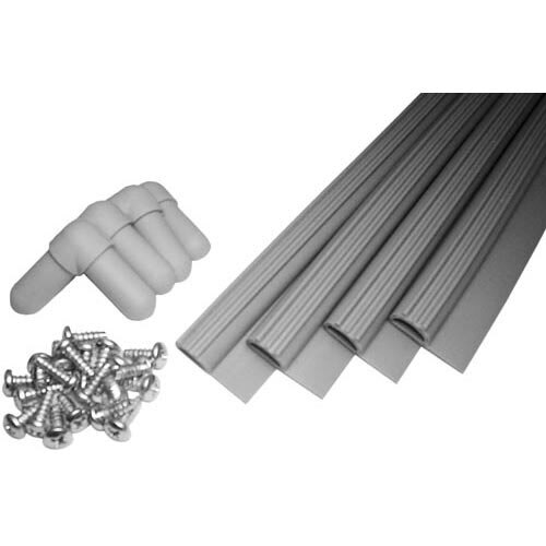 A group of plastic tubes and screws on a white background.