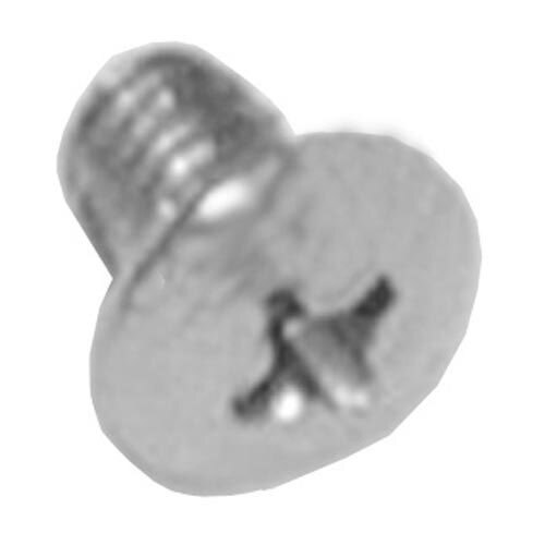 A close-up of a chrome screw for a pre-rinse valve handle.