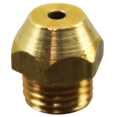 A brass All Points burner orifice with a hole in it.