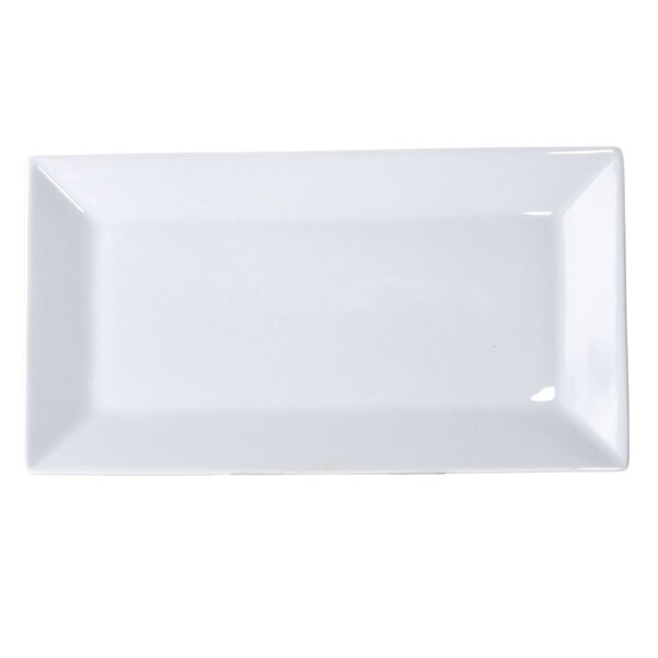 A white rectangular porcelain platter.