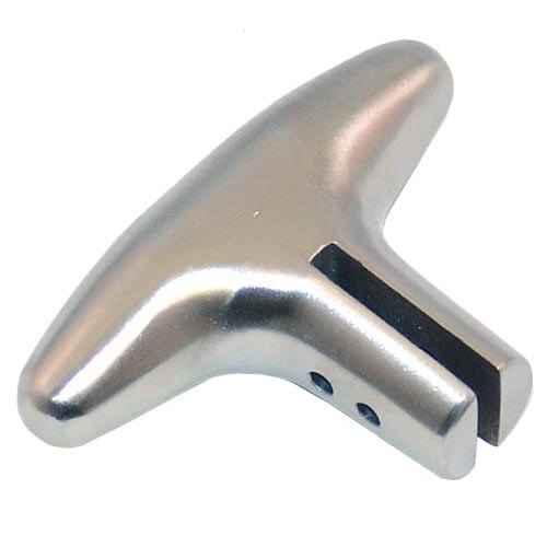 A silver metal All Points aluminum can opener knob with a small hole.