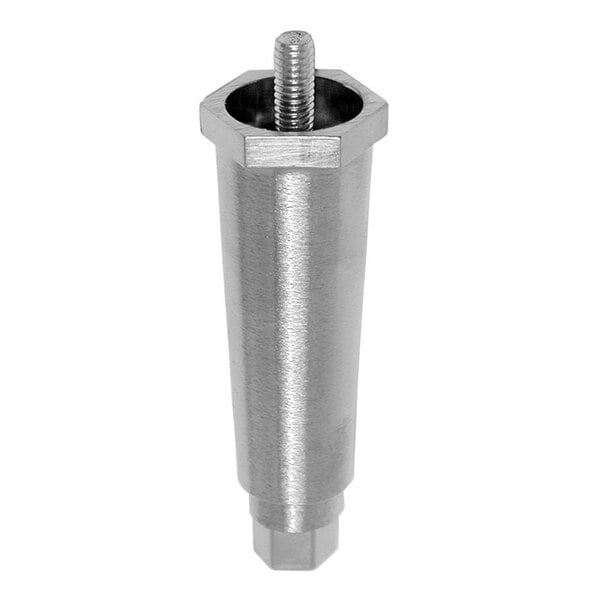 A stainless steel All Points adjustable equipment leg with a hex foot and threaded mount.