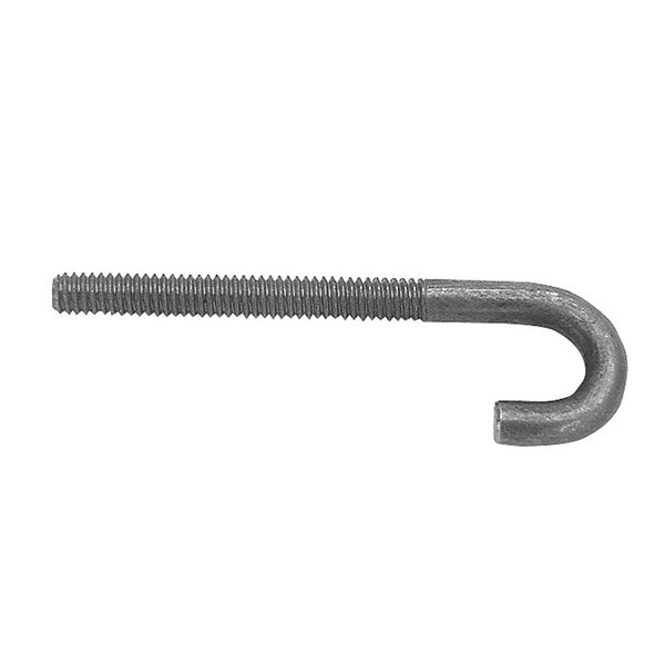 A close-up of a 3 1/4" J bolt spring hook with a metal hook.