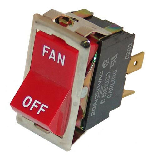 A close-up of a red All Points fan switch with white text.
