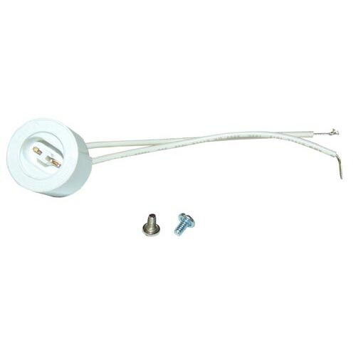 A white lamp holder with a pair of white wires.