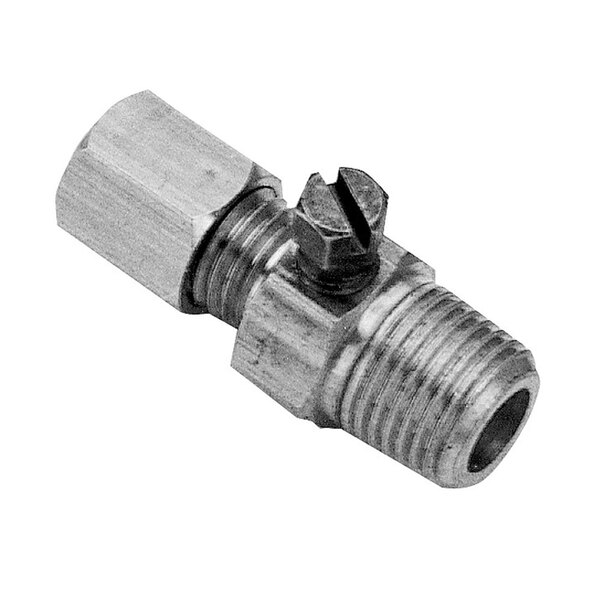 A stainless steel All Points pilot adjustment valve fitting with a nut on the end.