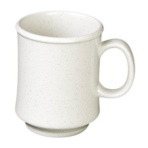 A Thunder Group San Marino white melamine coffee mug with a handle.
