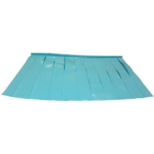 An extra wide blue plastic sheet with pleated edges.