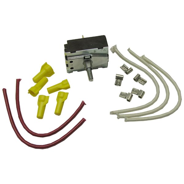 A metal and plastic All Points rotary switch kit with wires and connectors.