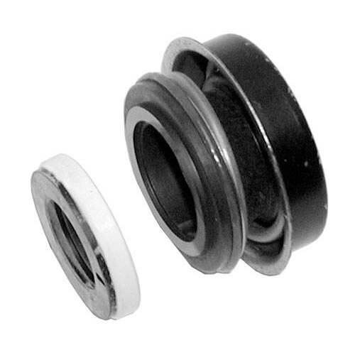 A close-up of a black and white rubber seal with a white ring.
