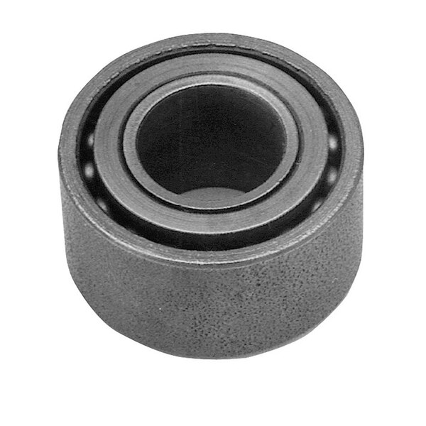 A close-up of a black All Points rack roller bearing with a metal ring.