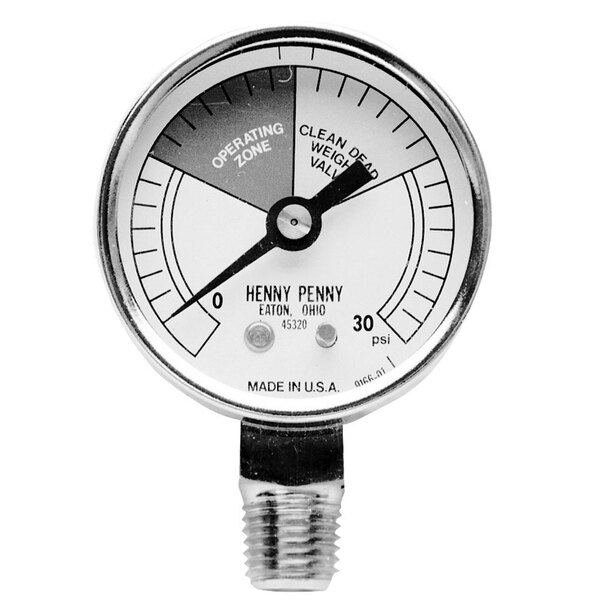 A close-up of a white All Points pressure gauge with a 0 - 30 PSI range.