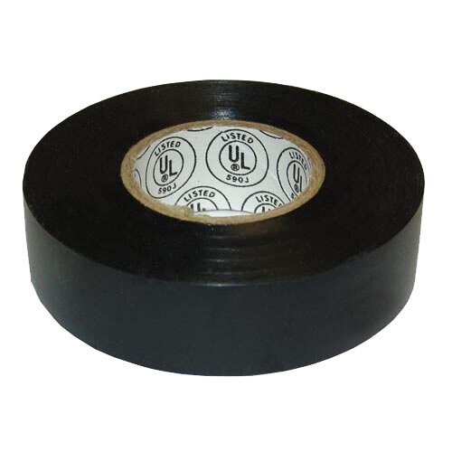 A roll of black All Points electrical tape with white writing on the label.