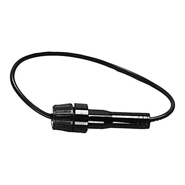 A black cable with a round cap on the end.