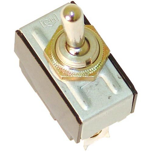 A close-up of an All Points On/Off toggle switch with a metal knob.
