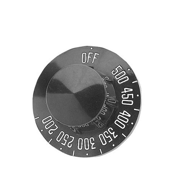 A black and white All Points oven thermostat dial with numbers.
