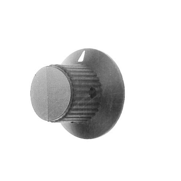 A black and white All Points potentiometer knob with a pointer on it.
