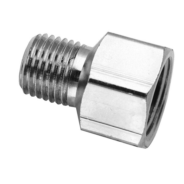 A stainless steel All Points 1/4" MPT threaded male reducer adapter.