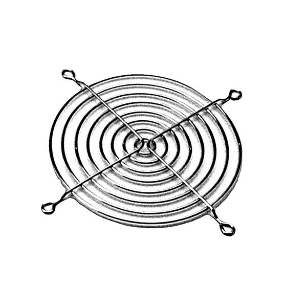 A metal circular fan guard for an All Points convection oven.