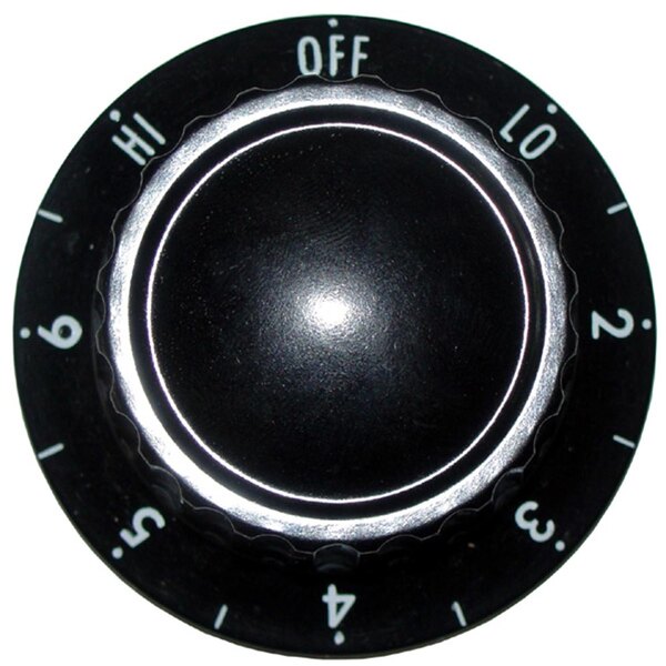 A close-up of a black All Points Infinite Switch knob with white text and numbers.