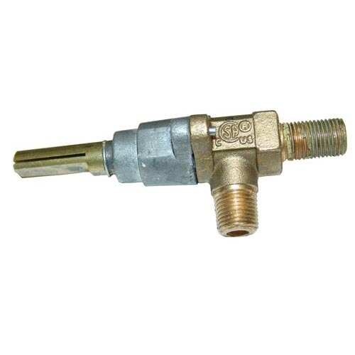 A close-up of a brass All Points gas valve with a metal pipe nozzle.